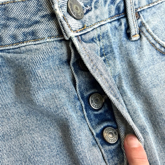 GRLFRND x REVOLVE Milla Zappa Light Wash Denim Mini Skirt with Raw Hem - Picture 5 of 8